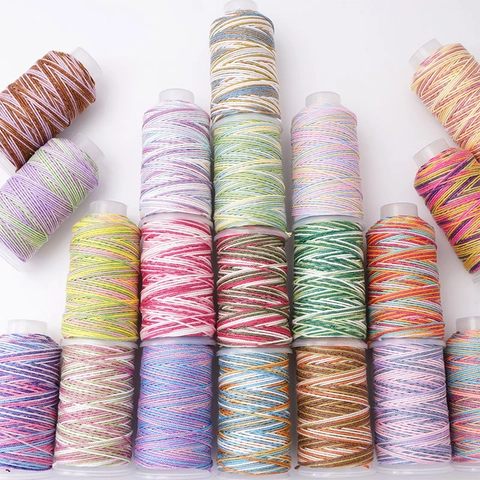 Gradient Multi-color Cotton Cord With Gold Metallic Wire For DIY Jewelry Making Phone Lanyard Handmade Bracelet Material