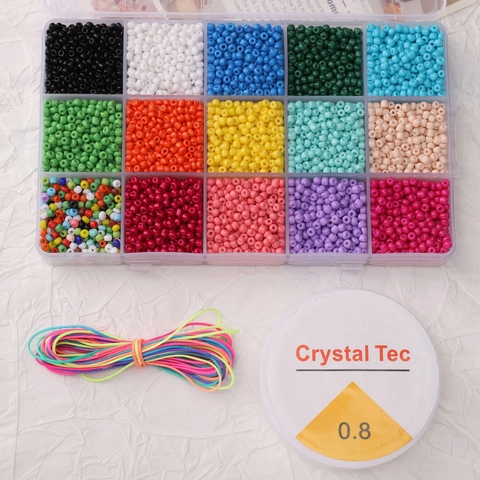 Glass Seed Bead Set For Jewelry Making Acrylic Letter Heart Smiley Beads Elastic String For Bracelet Necklace Handcraft Kit