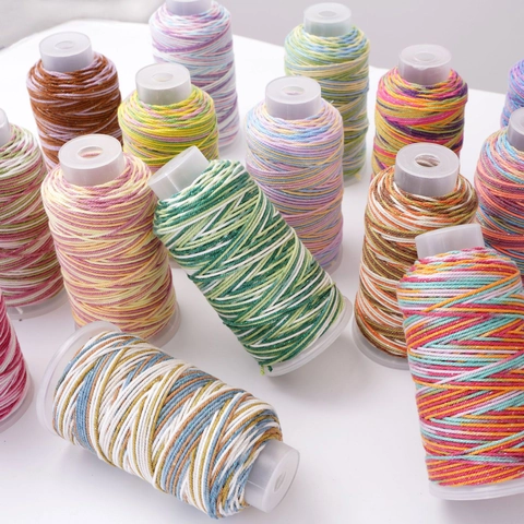 Gradient Multi-color Cotton Cord With Gold Metallic Wire For DIY Jewelry Making Phone Lanyard Handmade Bracelet Material