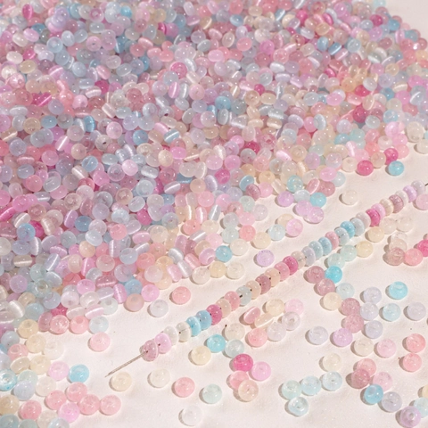 4mm Glas Katzenauge Perlen Donut Rondelle Saatperlen Für DIY Armband Halskette Ohrringe Schmuckherstellung Bastelmaterial