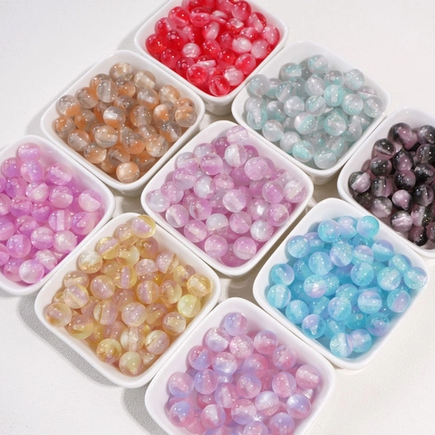 10mm Starry Sky Resin Round Beads Glitter Nebula Design Spacer Beads For DIY Handmade Jewelry Making Bracelet Accessories