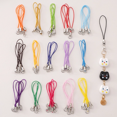 Braided Polyester Mobile Phone Lanyard DIY Keychain Accessory Metal Connector Ring Lobster Clasp Bag Hanging Cord Decoration