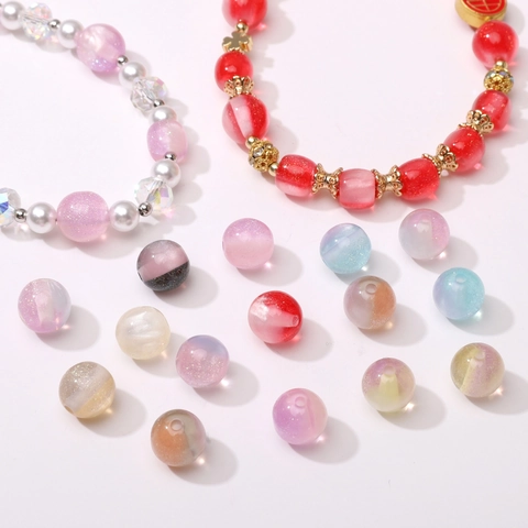 10mm Starry Sky Resin Round Beads Glitter Nebula Design Spacer Beads For DIY Handmade Jewelry Making Bracelet Accessories