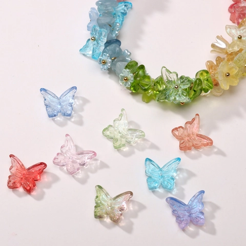 Iridescent Butterfly Lampwork Glass Beads For DIY Jewelry Making Bracelets Necklaces Translucent Butterfly Shape Beads Accessories