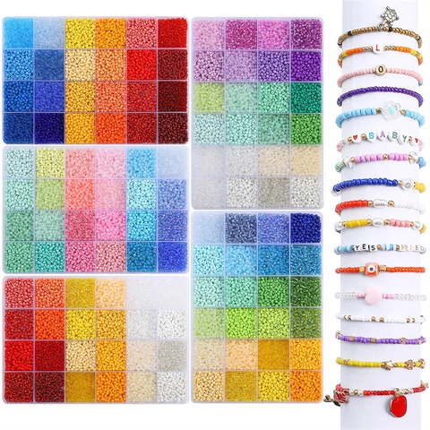 Handmade Glass Seed Beads Kit For Jewelry Making Multicolor Small Beads Bracelet Necklace Accessories Craft Materials DIY Tool