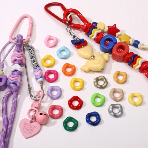 16mm Colorful Wavy Acrylic Ring Beads For DIY Jewelry Making Irregular Wave Loose Beads Handmade Necklace Phone Chain Materials Accessories