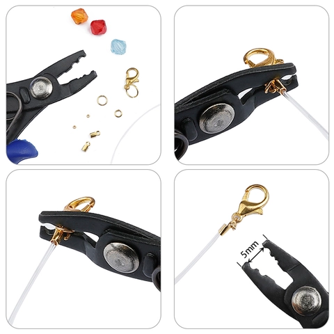 Professional Blue Handle Jewelry Pliers For DIY Bracelet Necklace Making Crimp Pliers Side Cutters Split Ring Opener Tools