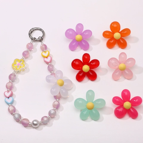 Acrylic Flower Beads For DIY Jewelry Making Gradient Tulip Shape Beads For Keychain Phone Case Decoration Craft Supplies
