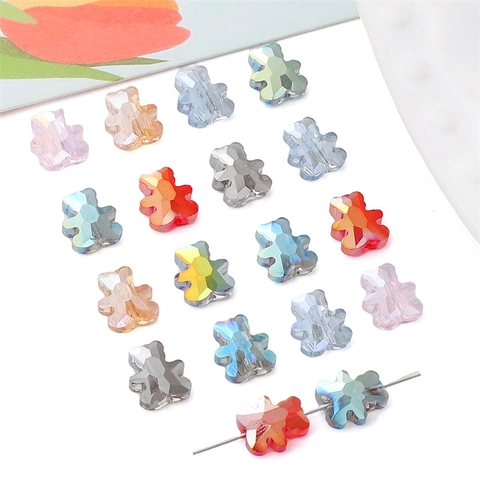 Bear Shaped Faceted Glass Beads Iridescent AB Coating Beads For Necklace Bracelet DIY Jewelry Making Accessories Material