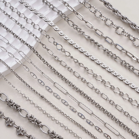 Stainless Steel Jewelry Making Chains For Necklace Bracelet DIY Heart Sunflower Pattern Embossed Metal Chain Links Accessory