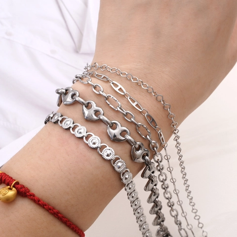 Stainless Steel DIY Jewelry Making Chains For Necklace Bracelet Heart Sunflower Star Pattern Link Chain Accessories Unisex