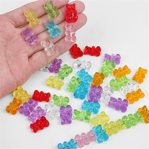 Dijes de Oso Iridiscentes de Acrílico Accesorio para Hacer Joyas Hechas a Mano DIY para Horquillas Pendientes Colgantes de Osito de Goma