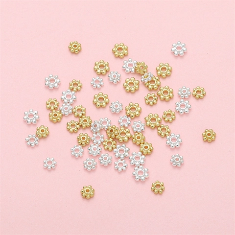 Perles d'Espacement Flocon de Neige en Cuivre Laminé d'Or 14K Perles Florales pour Fabrication de Bijoux DIY Bracelet Collier