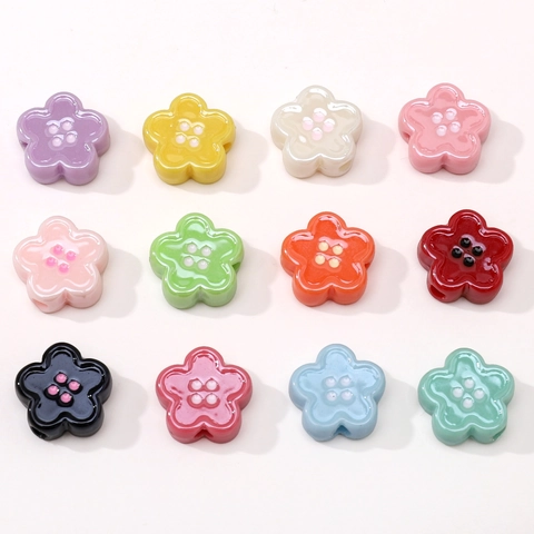 Acryl Blumen Rund Knopf Perlen Für DIY Schmuckherstellung Armband Telefon Charms Handgefertigte Lackierte Lose Perlen Basteln