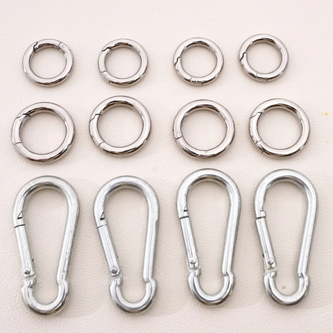 Stainless Steel Spring Ring Clasp Round O-Ring Pear Shaped Carabiner Hook For DIY Jewelry Keychain Bag Accessory
