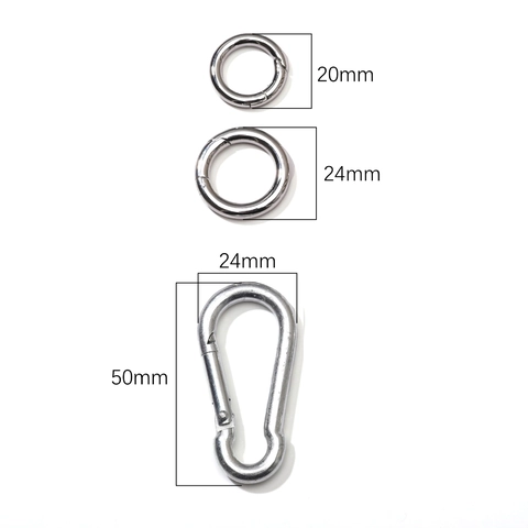 Stainless Steel Spring Ring Clasp Round O-Ring Pear Shaped Carabiner Hook For DIY Jewelry Keychain Bag Accessory