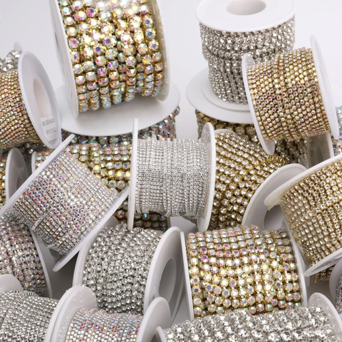 Kupfer Strass Krallenkette DIY Schmuckherstellung Handwerk Zubehör Galvanisierte Metall Tassenkette Für Kleidung Dekoration
