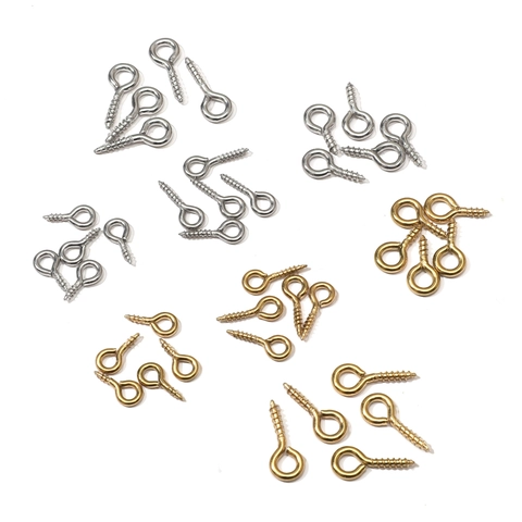 Pitons à Vis en Acier Inoxydable pour Création de Bijoux DIY Pendentifs Breloques Fournitures Artisanat Crochets Or Argent
