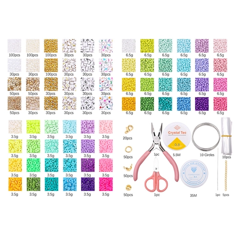 DIY Sieraden Maken Set Veelkleurige米珠 Polymeerklei Heishi Kralen Letter Kralen Met Tang Schaar Draad Voor Armband