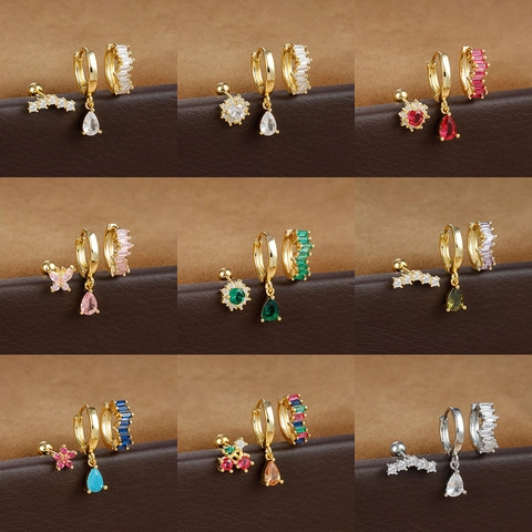 Kupfer Strass Tränentropfen Creolen Geometrische Ohrstecker Für Damen Vergoldet Ins Stil Bunter Modeschmuck Accessoire