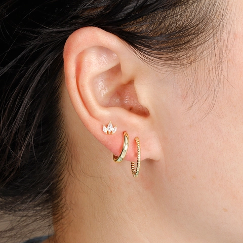 Copper Zirconia Round Hoop Stud Earrings Set With 925 Sterling Silver Earring Post Vintage Minimalist Jewelry For Women