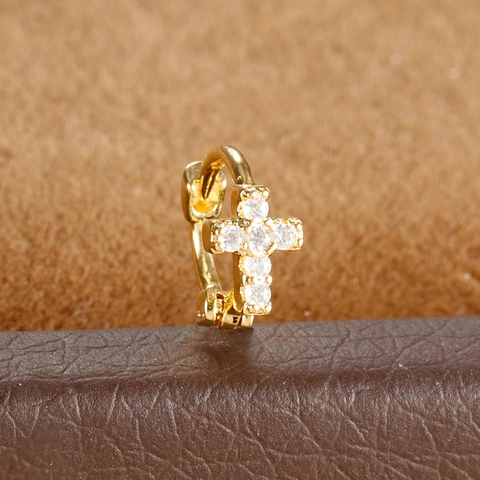 Gold Plated Copper Zirconia Huggie Hoop Earrings Small Small Cartilage Piercing Jewelry For Women Modern Minimalist Accessories