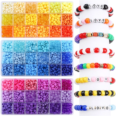 Kit per la Creazione di Gioielli Fai da Te Colorato Perle in Acrilico Foro Grande per Bracciali Collane Accessori Artigianali