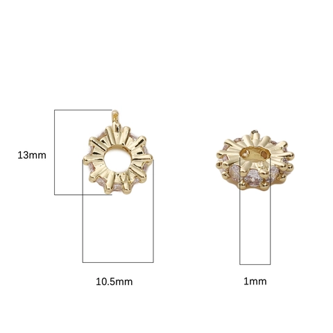 Copper Sunflower Gear Pendants With Zirconia For DIY Necklace Bracelet Making Fashion Jewelry Decorative Accessories