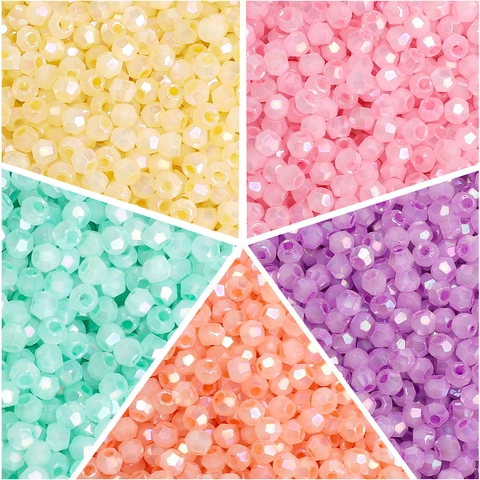 4mm Faceted Glass Beads For DIY Jewelry Making AB Aurora Coating Macaron Colored Spacer Beads For Bracelet Necklace Craft