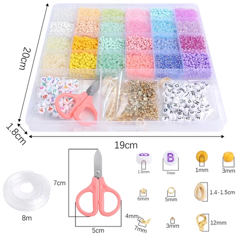 DIY Jewelry Making Kit 3mm Glass Seed Beads Letter Beads Colorful Bracelet Necklace Craft Set With Tools For Women Kids