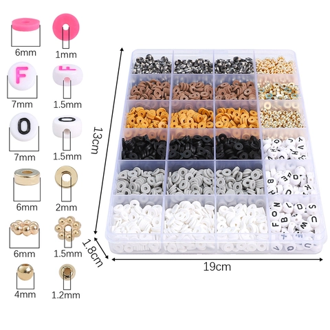 Colorful Polymer Clay Heishi Beads And Letter Beads With Metal Charms DIY Jewelry Making Kit For Bracelet Necklace Jewelry