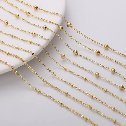 Copper Satellite Bead Chain For DIY Jewelry Making Gold Silver Plated Extension Cable Chain For Necklace Bracelet Accessory