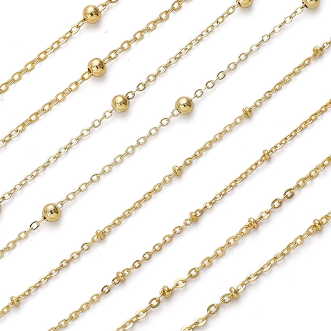 18K Gold Plated Satellite Chain Metal Bead Chain Extension Link For DIY Necklace Bracelet Jewelry Making Accessories
