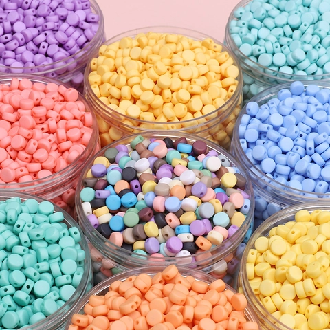 Perline Distanziatrici Opache in Acrilico Tonde Piatte Tinta Unita Macaron a Disco per Collane Braccialetti Fai da Te Accessori