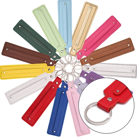 Portachiavi in Pelle Tinta Unita Fatto a Mano DIY Minimalista Ciondolo per Borsa Accessorio Con Anello in Metallo e Rivetto