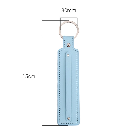 Portachiavi in Pelle Tinta Unita Fatto a Mano DIY Minimalista Ciondolo per Borsa Accessorio Con Anello in Metallo e Rivetto