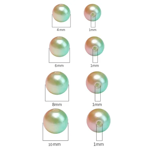 ABS Iridescent Round Artificial Pearl Beads Gradient Iridescent Loose Beads For DIY Jewelry Making Bracelet Necklace Accessories