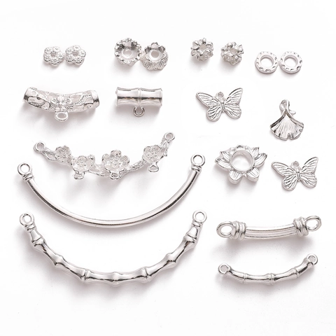 Silver Alloy DIY Jewelry Accessories Hollow Lotus Butterfly Ginkgo Leaf Bamboo Joint Pendants For Necklace Bracelet Making
