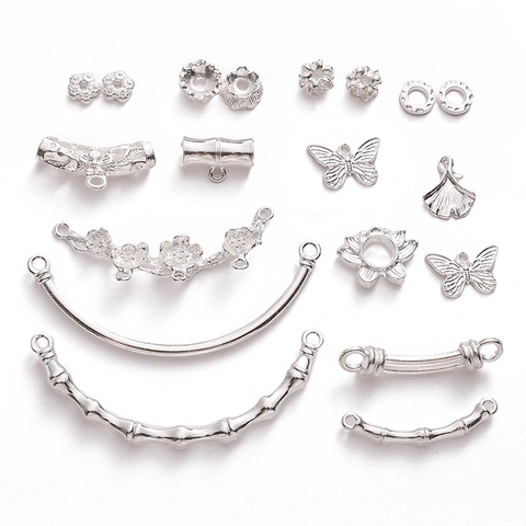 Silver Alloy DIY Jewelry Accessories Hollow Lotus Butterfly Ginkgo Leaf Bamboo Joint Pendants For Necklace Bracelet Making