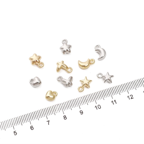 DIY Jewelry Findings Moon Heart Star Butterfly Flower Pendants Metallic Plated Plastic Charms For Necklace Bracelet Making
