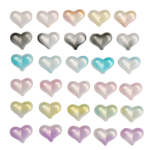 Dreamy Gradient Pearlescent Heart Shaped Acrylic Spacer Beads For DIY Jewelry Making Keychain Bag Phone Chain Accessories