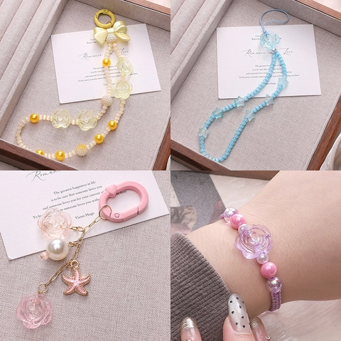 18mm Acrilico Rosa Perline a Fiore Trasparente DIY Forniture per Gioielli Bracciale Collana Catena del Telefono Portachiavi