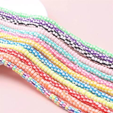 Flache Runde Gestreifte Polymer-Ton Heishi Perlen Schnur Für DIY Armband Halskette Telefonkette Handgefertigte Schmuckherstellung Material