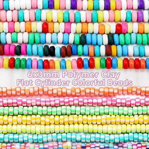 Colorful Flat Round Polymer Clay Heishi Beads Striped Spacer Beads For DIY Jewelry Crafting Bracelet Necklace Material