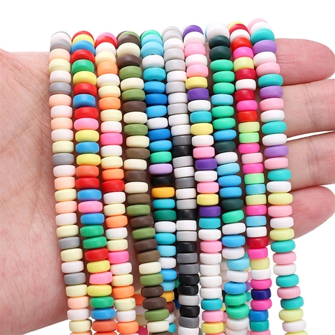 Perles Heishi en Pâte Polymère Rondes Plates Colorées Perles d'Espacement Rayées pour la Fabrication de Bijoux DIY Bracelet Collier