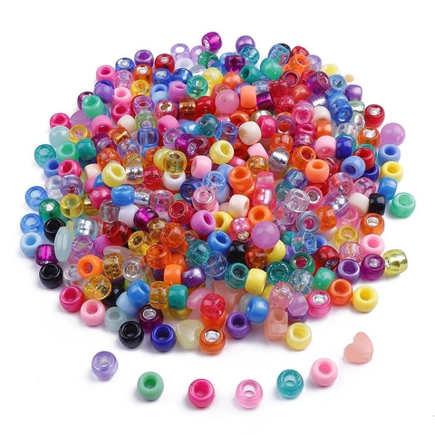 Colorful Acrylic Pony Beads Large Hole Barrel Beads For DIY Bracelet Necklace Jewelry Making Craft Hair Braiding Material