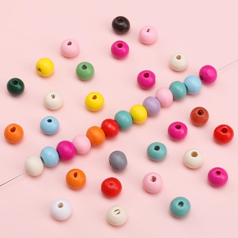 8mm Ronde Houten Kralen Kleurrijke Gespoten Losse Tussenkralen Voor DIY Sieraden Maken Armband Ketting Accessoires