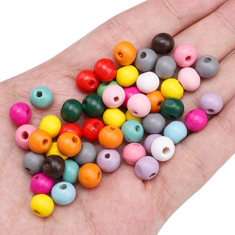 Multicolor Painted Round Wood Beads Solid Color DIY Handmade Jewelry Loose Beads For Necklaces Bracelets 8mm 10mm