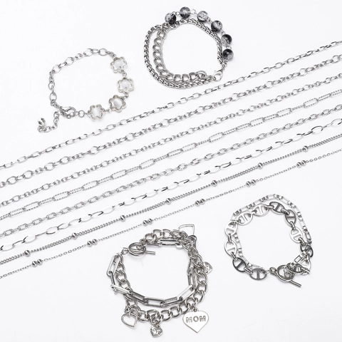 Stainless Steel DIY Jewelry Chain For Necklace Bracelet Making Various Link Styles Minimalist Silver Fashion Findings