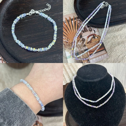 Glas Lose Perlen Flach Quadratisch Mini Zwischenperlen Transparent Aurora AB Farbe Für DIY Schmuckherstellung Armband Halskette Zubehör